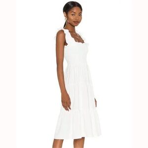 Amanda Uprichard Adeline Tiered Smocked Midi Dress White Size Medium